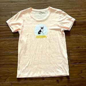 J Crew Collector Boston Terrier Snow Globe Short Sleeve T-Shirt Size S